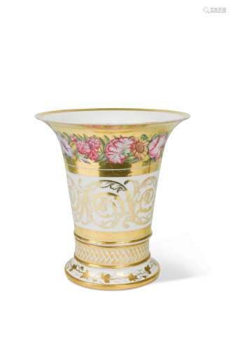 An early 19th century Paris porcelain cache-pot and stand,