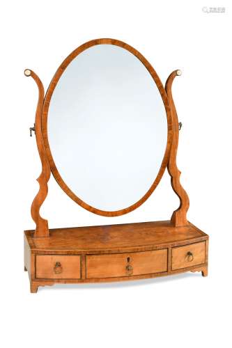 A George III satinwood table mirror,