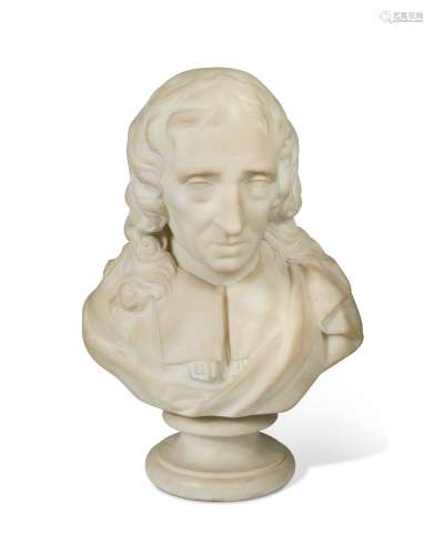 An early 19th century marble bust, probably of John Milton,
