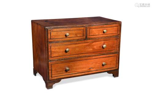 A small scale mahogany apprentice chest, 19th century,