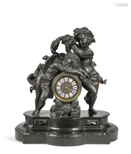 A French mantel clock, 19th century,