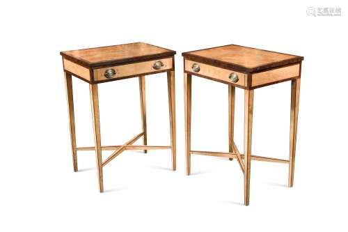 A pair of cluster burr oak side tables, modern,