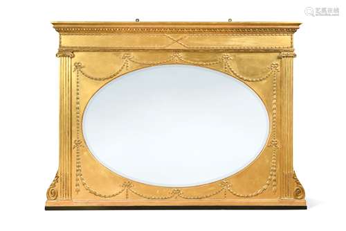 A giltwood overmantle in the classical style,