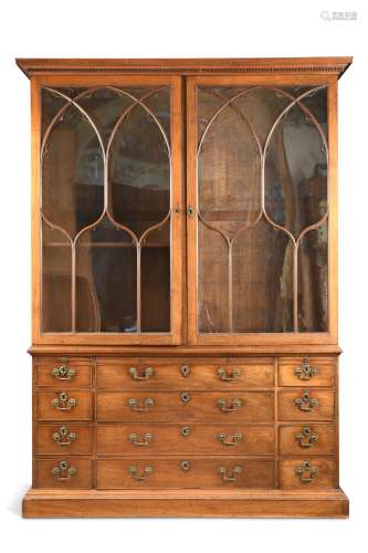 An early George III mahogany bookcase cabinet,