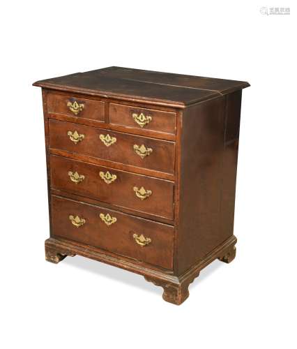 A George III mahogany chest of small proportions,