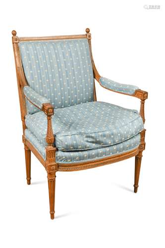 A Louis XVI walnut fauteuil by Martin Jullien,