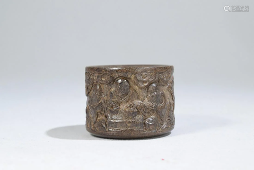 A Carved Character Agarwood Thumb Ring