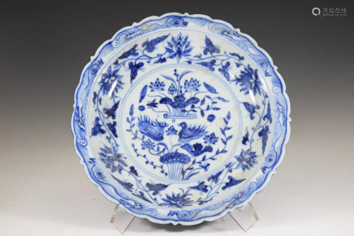 A Blue and White Duck Pattern Porcelain Plate