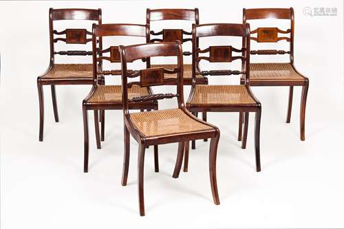 A set of six roll top chairsRosewood Canned seats Scalloped ...