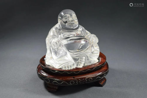 A Clear Crystal Maitreya Figure Statue