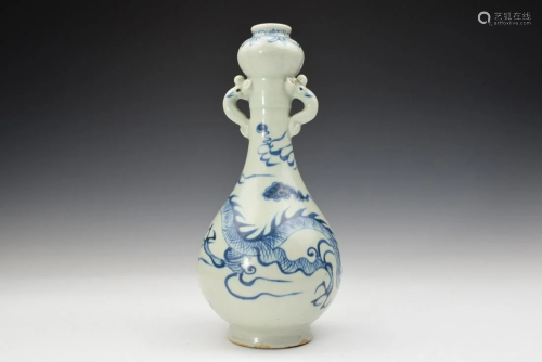 A Blue and White Dragon Porcelain Vase