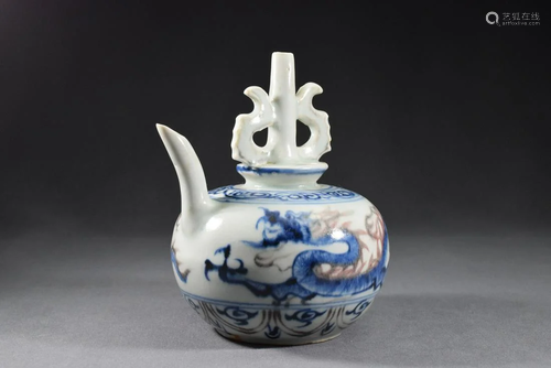 A Blue and White Dragon Pattern Porcelain Pot