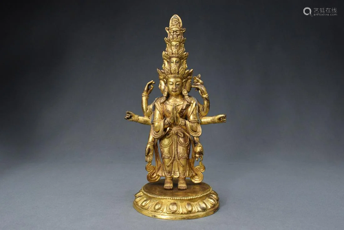 A Gilt Bronze Buddha Figure Statue