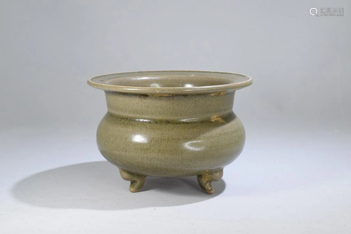 A Yaozhou Kiln Porcelain Three Feet Incense Burner