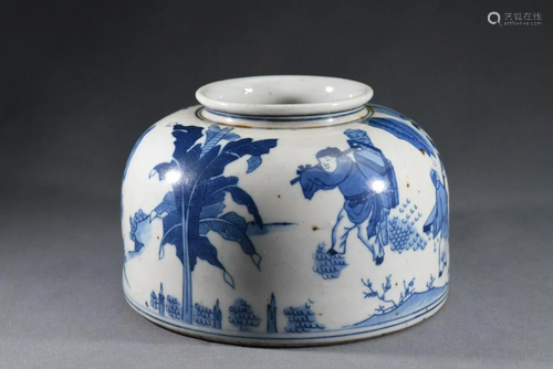 A Blue and White Character Porcelain Pot