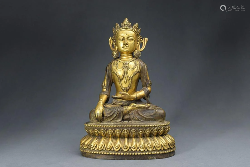 A Gilt Bronze Buddha Figure Statue