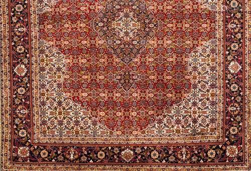 A Mud rug, IranWool and cotton Of floral pattern and central...