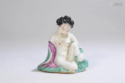 A Color Painted Glazed Lady Porcelain Snuff Bottle