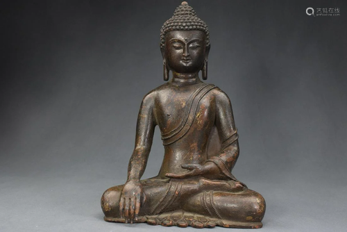 A Bronze Sitting Buddha Figure Statue