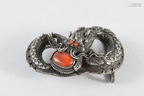 A Chinese Silver Dragon Buckle