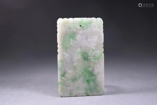 A Jadeite Carved Character Pendant Flake