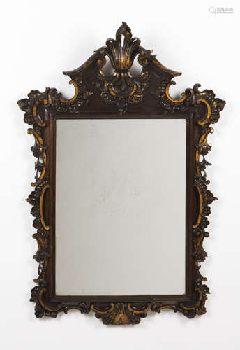 A D.José mirrorDarkened wood Carved and gilt decoration Port...