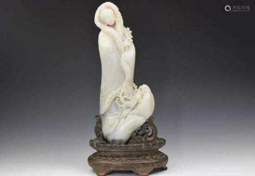 A White Jade Beauty Figure Statue