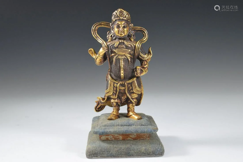 A Gilt Bronze Yellow Jambhala Figure Statue