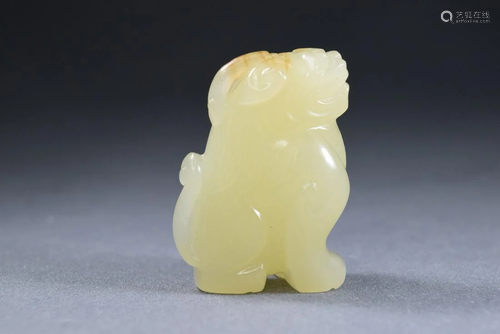 A Yellow Jade Beast Figure Statue