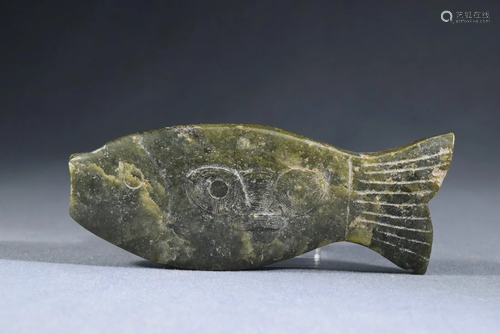 A Green Jade Fish Flake Ornament