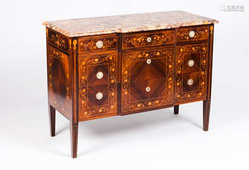 A Louis XVI style commodeRosewood veneer Boxwood and satinwo...