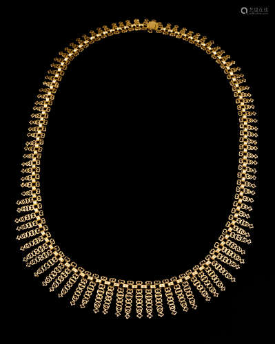 A necklacePortuguese gold Pierced elements of geometric deco...