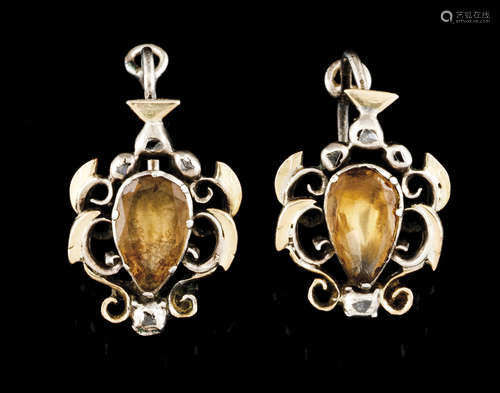 A pair of Romantic era earringsSilver and gold, 18th / 19th ...