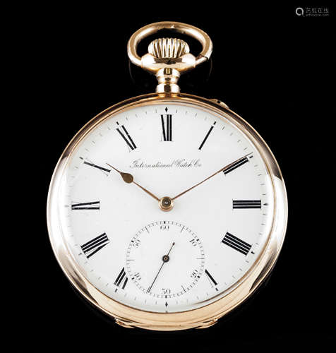 An International Watch & Co pocket watchGold case 18 Kt Enam...