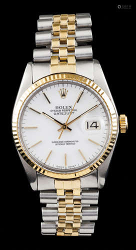 A Rolex Oyster Perpetual DatejustSteel and gold Storage case...