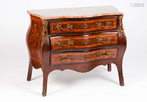 A Louis XV style commodeRosewood and other woods veneer Thre...