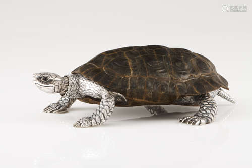 A tortoisePortuguese silver and tortoise shell Moulded and e...