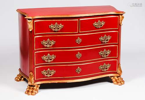 A D.João V style chest of drawersPainted and gilt wood Two s...