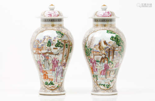 A pair of pots and coversEuropean porcelain in the Chinese m...