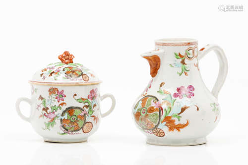 A milk jug and a sugar bowl with coverChinese export porcela...