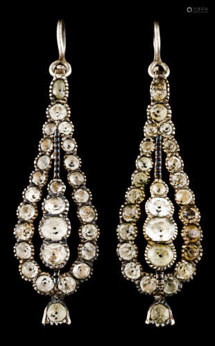 A pair of drop earringsSilver, 19th / 20th century Tear shap...