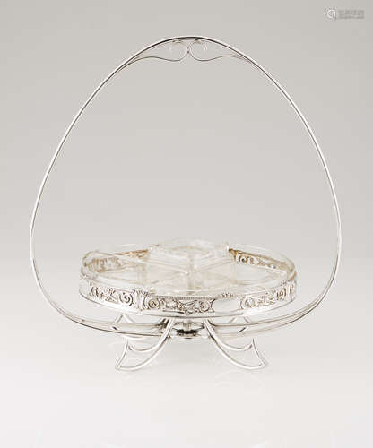 An Art Nouveau sweetmeats dishPortuguese silver Rotating bas...