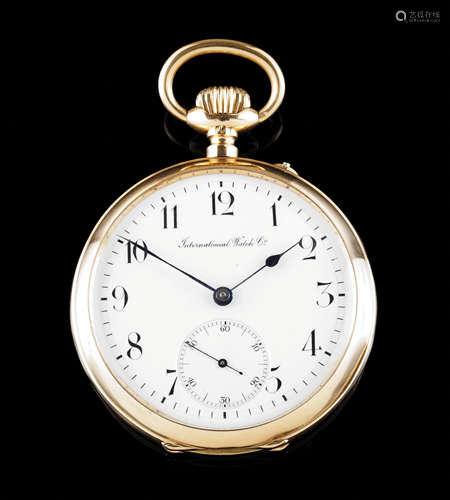 An International Watch & Co. pocket watchGold case 18 Kt Ena...