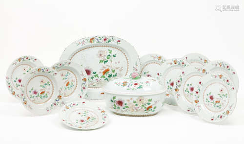 A part dinner setTureen with cover and tray, seven dinner pl...