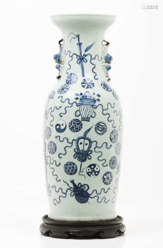 A vaseChinese porcelain Blue decoration with objects and Bud...