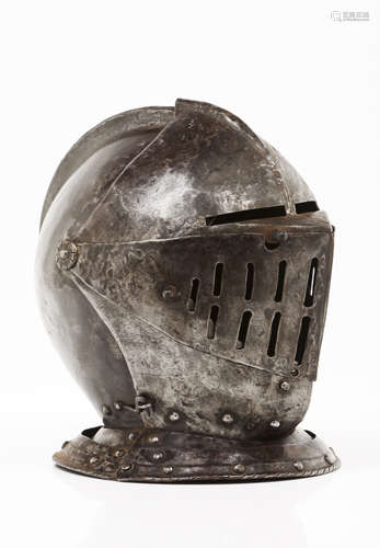 An closed helmetWrought iron Europe, 16th century (later upp...