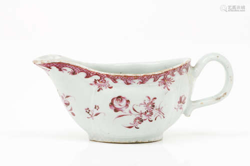 A sauceboatChinese export porcelain Polychrome floral decora...