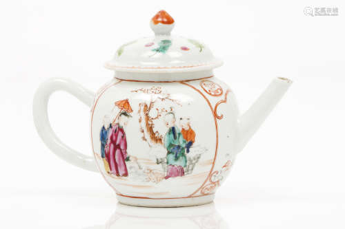 A teapot and cover Chinese export porcelain Polychrome 
