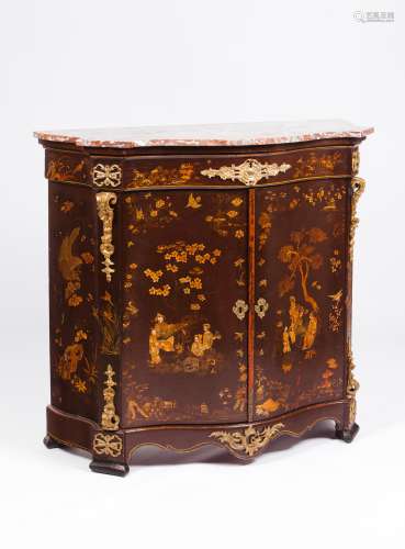 A Napoleon III low cabinetLacquered wood Gilt decoration of ...