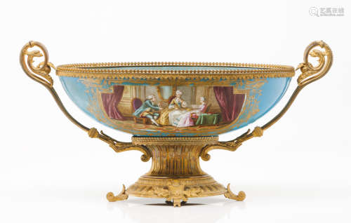A bowl/centrepieceEuropean porcelain Decorated with domestic...
